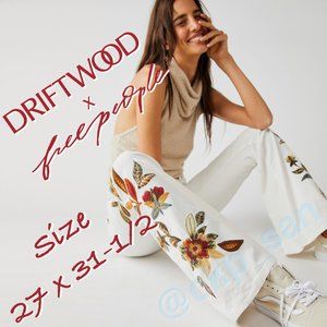 NWT Free People x Driftwood Farrah Embroidered Cord Flare Jeans Sz 27